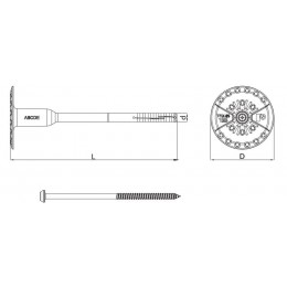 Įsukama smeigė su metaliniu sraigtu ABCDE pagrindams (Ø8 mm TORX40)8 X 335 mm